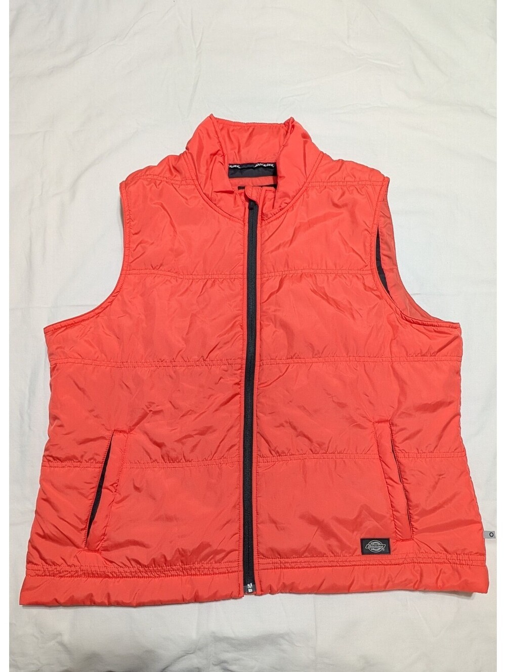 Dickies Performance System Women's Quilted Puffer Vest Coral Orange Full Zip